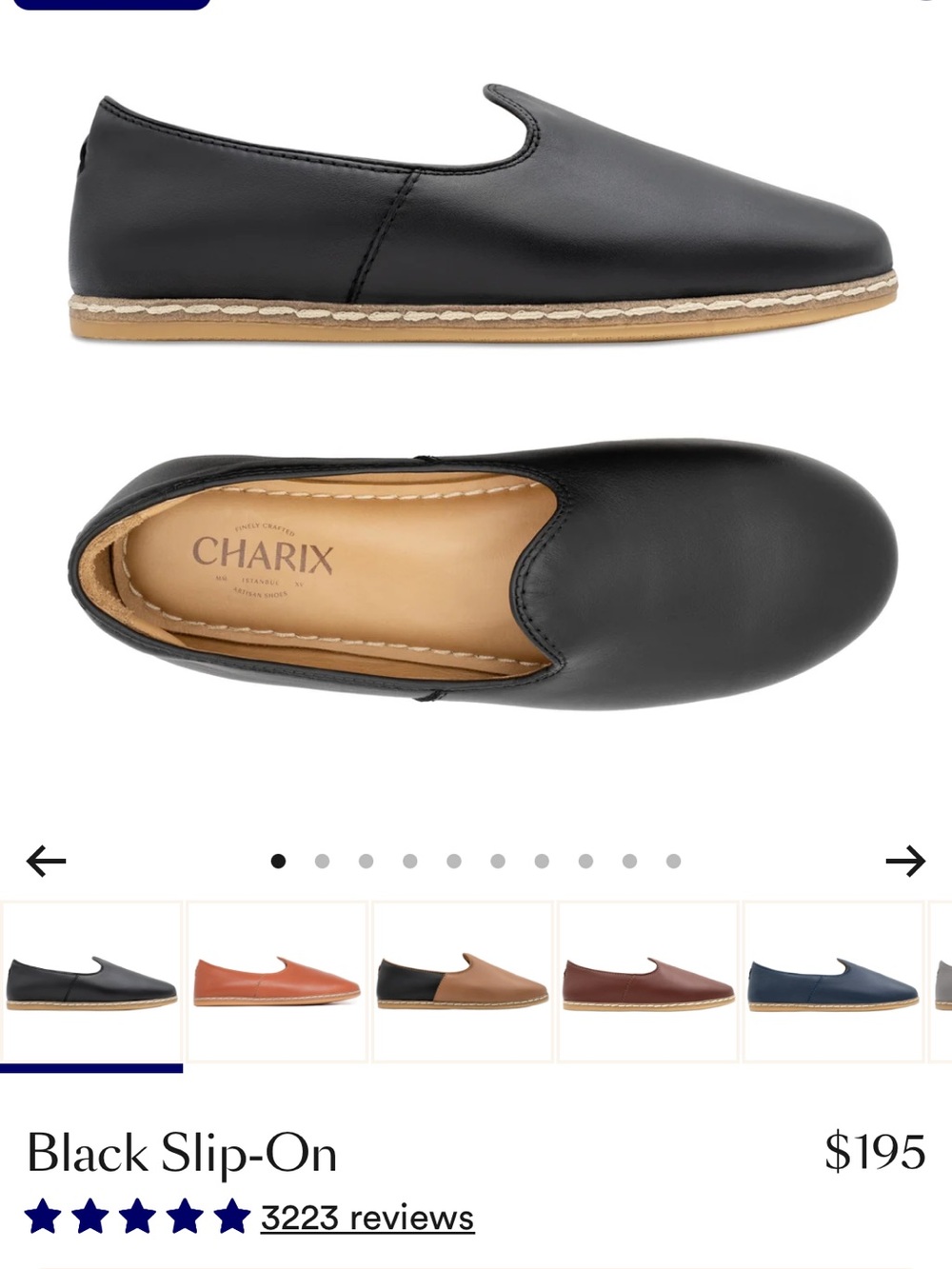 CHARIX Black Slip-On Leather Loafers